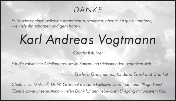Traueranzeige von Karl Andreas  Vogtmann von Pegnitz-Zeitung